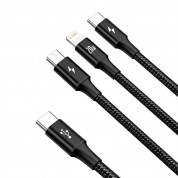 Baseus Rapid 3-in-1 USB 20W Cable (CAMLT-SC01) - универсален USB-C кабел с Lightning, microUSB и USB-C конектори (150 см) (черен) 1