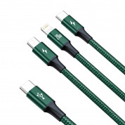 Baseus Rapid 3-in-1 USB Cable (CAMLT-SC06) - универсален USB-C кабел с Lightning, microUSB и USB-C конектори (150 см) (зелен) 3