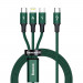Baseus Rapid 3-in-1 USB Cable (CAMLT-SC06) - универсален USB-C кабел с Lightning, microUSB и USB-C конектори (150 см) (зелен) 1