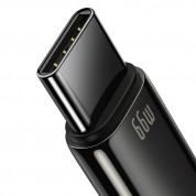 Baseus Tungsten Gold USB to USB-C Cable PD 2.0 66W (CATWJ-B01) - здрав кабел с въжена оплетка и бързо зареждане за устройства с USB-C порт (100 см) (черен) 1