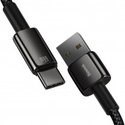 Baseus Tungsten Gold USB to USB-C Cable PD 2.0 66W (CATWJ-B01) - здрав кабел с въжена оплетка и бързо зареждане за устройства с USB-C порт (100 см) (черен) 2