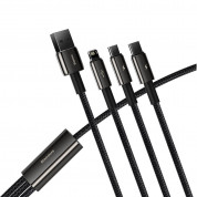 Baseus Tungsten 3-in-1 USB Cable (CAMLTWJ-01) - универсален USB кабел с Lightning, microUSB и USB-C конектори (150 см) (черен) 3