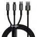 Baseus Tungsten 3-in-1 USB Cable (CAMLTWJ-01) - универсален USB кабел с Lightning, microUSB и USB-C конектори (150 см) (черен) 1
