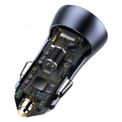 Baseus Golden Contactor Pro Quick Car Charger 40W (TZCCJD-0G) - зарядно за кола с USB-A и USB-C изходи с технология за бързо зареждане и USB-А към USB-C кабел (тъмносив) 5