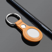 PU Leather Keyring Keychain Case - стилен ключодържател от изкуствена кожа за Apple AirTag (светлокафяв) 3