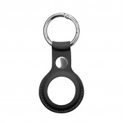 PU Leather Keyring Keychain Case - стилен ключодържател от изкуствена кожа за Apple AirTag (черен)