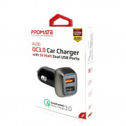 Promate Scud-30 Car Charger Dual USB 30W QC 3.0 - зарядно за кола с два USB изхода и QuickCharge 3.0 технология за бързо зареждане (черен) 4