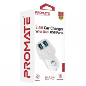 Promate VolTrip-Duo Car Charger Dual USB 3.4A - зарядно за кола с два USB изхода за мобилни устройства (бял) 5