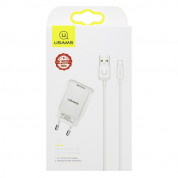 Usams T21 Travel Charger 2A and Lightning Cable - захранване за ел. мрежа 2.1A с USB изход и Lightning кабел (бял) 1