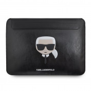 Karl Lagerfeld Iconic Leather Laptop Sleeve 13 - дизайнерски кожен калъф за MacBook и преносими компютри до 13 инча (черен)