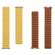 Tactical 733 Leather Loop Band - кожена каишка от естествена кожа за Apple Watch 38мм, 40мм, 41мм (жълт) 2