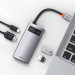 Baseus USB-C Metal Gleam Series 4-in-1 Hub (CAHUB-CY0G) - мултифункционален хъб за свързване на допълнителна периферия за устройства с USB-C (тъмносив) 2