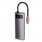 Baseus USB-C Metal Gleam Series 5-in-1 Hub (CAHUB-CX0G) - мултифункционален хъб за свързване на допълнителна периферия за устройства с USB-C (тъмносив)