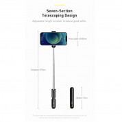 Baseus Ultra Mini Bluetooth Folding Selfie Stick (SUDYZP-G01) - портативен разтегаем безжичен селфи стик за мобилни телефони (черен) 3
