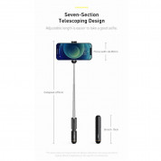 Baseus Ultra Mini Bluetooth Folding Selfie Stick - портативен разтегаем безжичен селфи стик за мобилни телефони (бял) 3