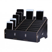 Multifunctional Chevy Board Mobile Phone Repair Tool Box Wooden Storage Box (24 slots) (black)