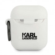 Karl Lagerfeld Airpods Choupette Silicone Case - силиконов калъф с карабинер за Apple Airpods и Apple Airpods 2 (бял) 1
