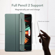 ESR Ascend Trifold Case - полиуретанов калъф с поставка и отделение за Apple Pencil 2 за iPad Pro 12.9 M1 (2021) (тъмнозелен) 4