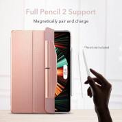 ESR Ascend Trifold Case - полиуретанов калъф с поставка и отделение за Apple Pencil 2 за iPad Pro 12.9 M1 (2021) (розово злато) 2