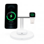 Belkin Boost Charge Pro 3-in-1 Wireless Charger with MagSafe 15W - тройна поставка (пад) за безжично зареждане за iPhone с Magsafe, Apple Watch и AirPods Pro (бял)	 1