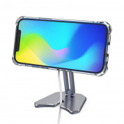 4smarts ErgoFix H12 Portable Desk Stand - алуминиева сгъваема поставка за бюро и плоскости за iPhone съвместима с Magsafe захранване (тъмносив) 4