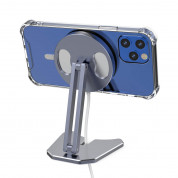 4smarts ErgoFix H12 Portable Desk Stand - алуминиева сгъваема поставка за бюро и плоскости за iPhone съвместима с Magsafe захранване (тъмносив) 3