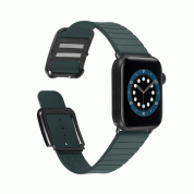 JC Design Modern Buckle Band - силиконова каишка с магнитна закопчалка за Apple Watch 42мм, 44мм (тъмнозелен) 4