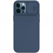 Nillkin CamShield Silky Magnetic Silicone Case - силиконов (TPU) калъф с MagSafe за iPhone 12, iPhone 12 Pro (син)