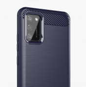 Carbon Flexible TPU Case  - тънък силиконов (TPU) калъф за Samsung Galaxy A02s (син) 2