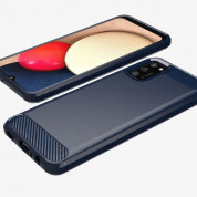 Carbon Flexible TPU Case  - тънък силиконов (TPU) калъф за Samsung Galaxy A02s (син) 3