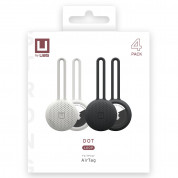 Urban Armor Gear AirTag Dot Loop 4 Pack - комплект от 4 броя силиконови каишки за Apple AirTag (бял-черен) 4