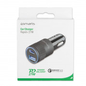 4smarts Fast Car Charger Rapid+ with Quick Charge 3.0 and Power Delivery - бързо зарядно за кола с USB и USB-C изход (тъмносив) 4