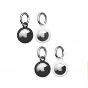 Urban Armor Gear AirTag Dot Keychain 4 Pack - комплект от 4 броя силиконови ключодържателя за Apple AirTag (бял-черен)