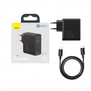 Baseus GaN 2 Fast Charger 1C 100W (TZCCGAN-L01) - захранване за ел. мрежа за лаптопи, смартфони и таблети с USB-C изход и технология за бързо зареждане и USB-C кабел (черен) 8