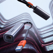 Baseus Steel Cannon Bidirectional USB-A and USB-C to Ethernet Adapter (CAHUB-AF0G) - адаптер за свързване от USB-C или USB-A към Ethernet жичен интернет (тъмносив) 3