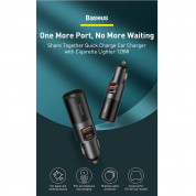 Baseus Cigarette Lighter Expansion Car Charger USB & USB-C QC 120W (CCBT-C0G) - зарядно за кола с USB-A и USB-C изходи с технология за бързо зареждане и допълнителен извод за запалка (тъмносив) 4