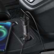 Baseus Cigarette Lighter Expansion Car Charger USB & USB-C QC 120W (CCBT-C0G) - зарядно за кола с USB-A и USB-C изходи с технология за бързо зареждане и допълнителен извод за запалка (тъмносив) 1