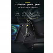 Baseus Cigarette Lighter Expansion Car Charger USB & USB-C QC 120W (CCBT-C0G) - зарядно за кола с USB-A и USB-C изходи и технология за бързо зареждане (тъмносив) 6