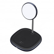 Baseus Swan 2-in-1 Magnetic Wireless Qi Charging Stand 20W (WXSW-C01) - двойна поставка (пад) за безжично зареждане за iPhone с Magsafe и други устройства с безжично зареждане(черен) 1