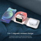 Sdesign 3-in-1 MagSafe Wireless Charger - тройна поставка (пад) за безжично зареждане на iPhone с Magsafe, Apple Watch и Qi съвместими устройства (бял) 3
