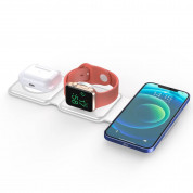 Sdesign 3-in-1 MagSafe Wireless Charger - тройна поставка (пад) за безжично зареждане на iPhone с Magsafe, Apple Watch и Qi съвместими устройства (бял)