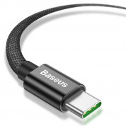 Baseus Durable Nylon USB-A to USB-C Cable PD 2.0 100W (CATKC-A01) - здрав кабел с въжена оплетка и бързо зареждане за устройства с USB-C порт (100 см) (черен) 4