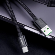 Baseus Durable Nylon USB-A to USB-C Cable PD 2.0 100W (CATKC-A01) - здрав кабел с въжена оплетка и бързо зареждане за устройства с USB-C порт (100 см) (черен) 15
