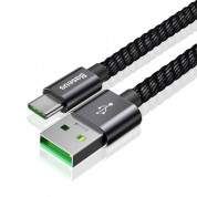 Baseus Durable Nylon USB-A to USB-C Cable PD 2.0 100W (CATKC-A01) - здрав кабел с въжена оплетка и бързо зареждане за устройства с USB-C порт (100 см) (черен) 1