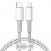 Baseus High Density Braided USB-C to Lightning Cable PD 20W (CATLGD-02) - USB-C към Lightning кабел за Apple устройства с Lightning порт (100 см) (бял) 1