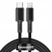 Baseus High Density Braided USB-C to Lightning Cable PD 20W (CATLGD-A01) - USB-C към Lightning кабел за Apple устройства с Lightning порт (200 см) (черен) 1