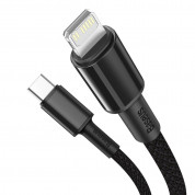 Baseus High Density Braided USB-C to Lightning Cable PD 20W (CATLGD-A01) - USB-C към Lightning кабел за Apple устройства с Lightning порт (200 см) (черен) 2
