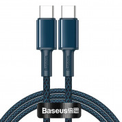 Baseus High Density Braided USB-C to USB-C Cable PD 2.0 100W (CATGD-03) - здрав кабел с въжена оплетка за бързо зареждане за устройства с USB-C порт (100 см) (син)