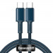 Baseus High Density Braided USB-C to USB-C Cable PD 2.0 100W (CATGD-03) - здрав кабел с въжена оплетка за бързо зареждане за устройства с USB-C порт (100 см) (син) 1