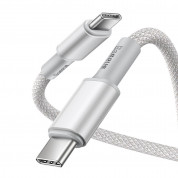 Baseus High Density Braided USB-C to USB-C Cable PD 2.0 100W (CATGD-02) - здрав кабел с въжена оплетка за бързо зареждане за устройства с USB-C порт (100 см) (бял) 1
